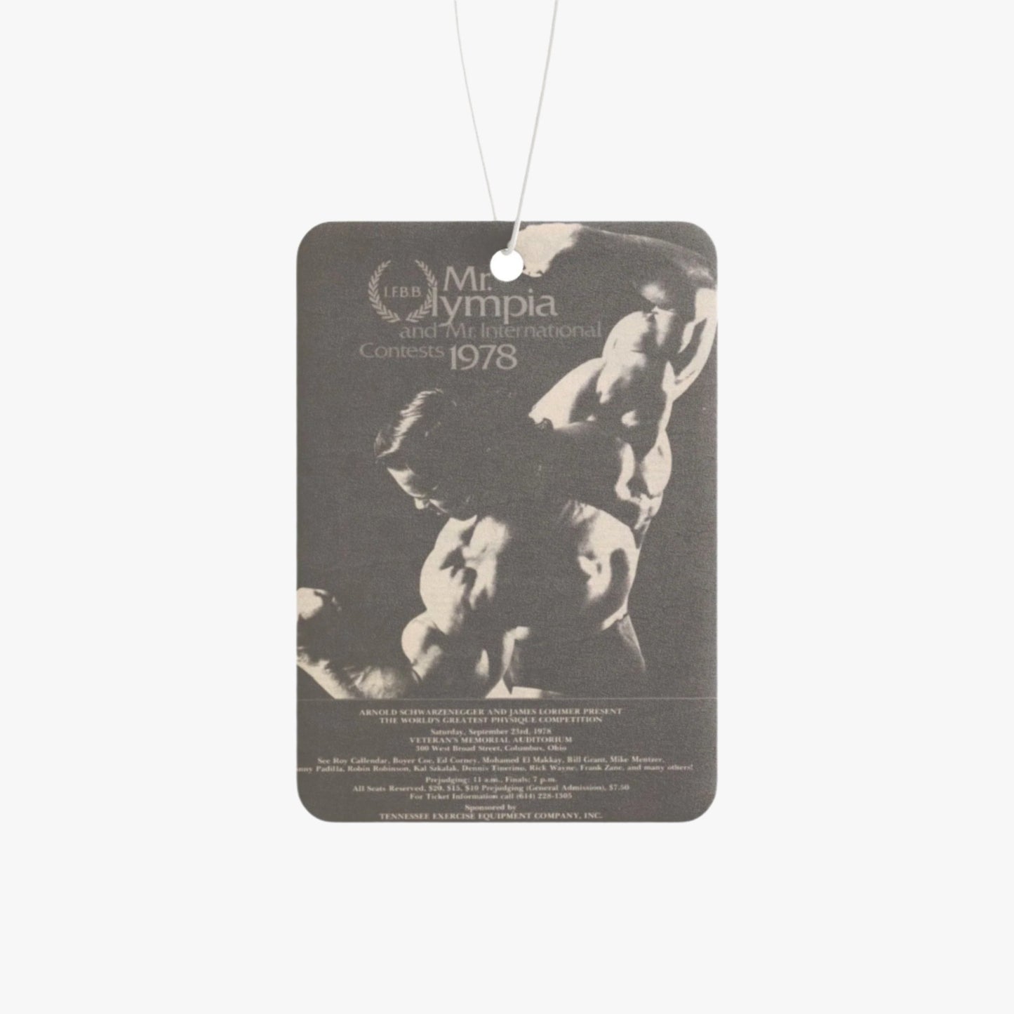 MR. OLYMPIA ARNOLD AD (1978) VINTAGE CAR FRESHENER