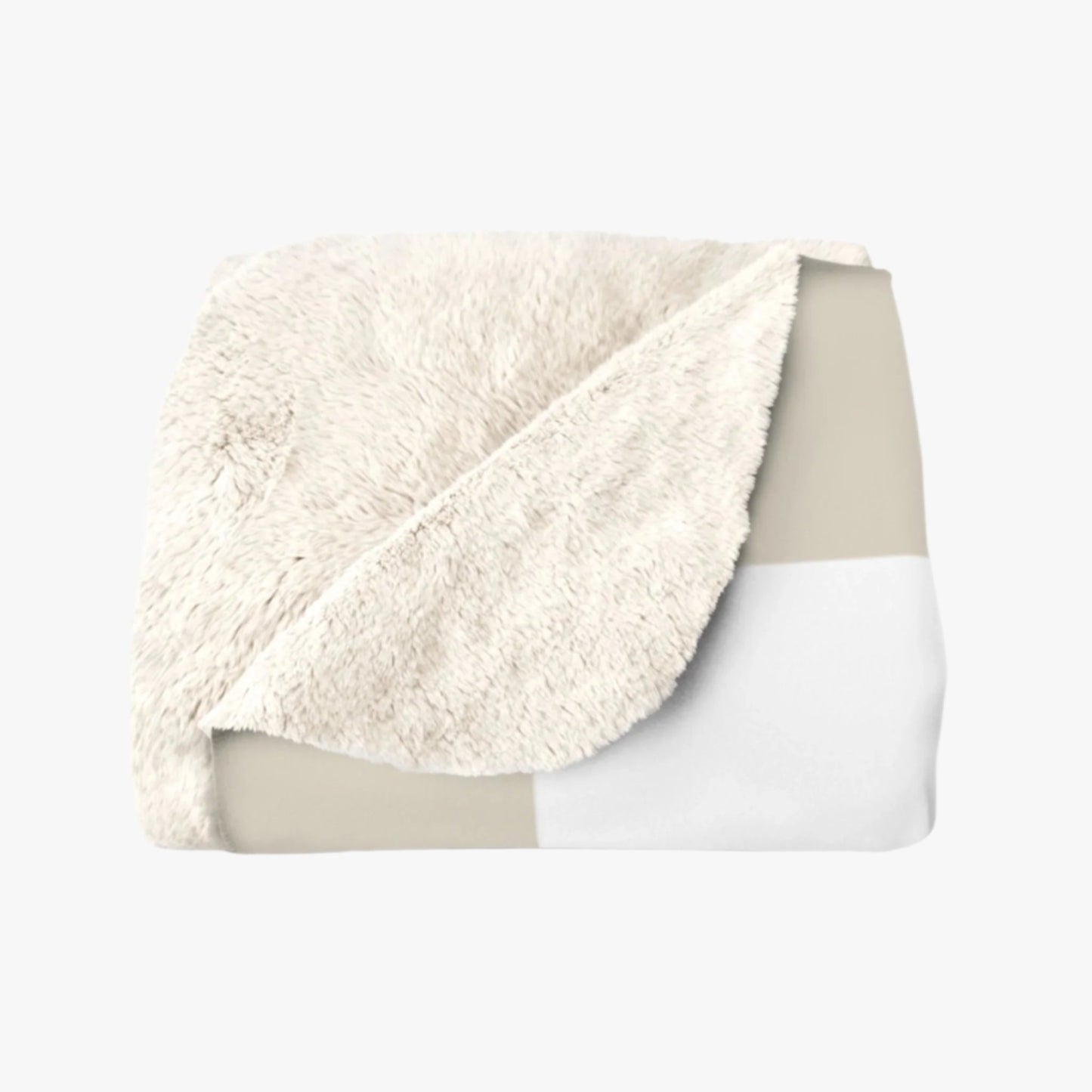 CHECKERED NEUTRAL SHERPA FLEECE THROW