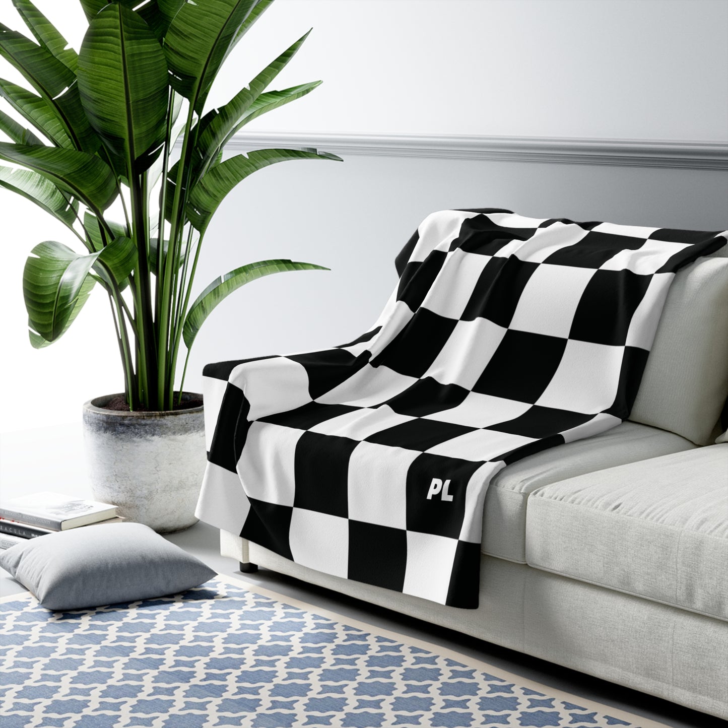 CHECKERED SHERPA FLEECE THROW