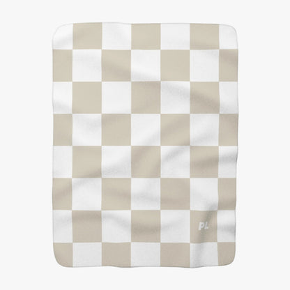 CHECKERED NEUTRAL SHERPA FLEECE THROW