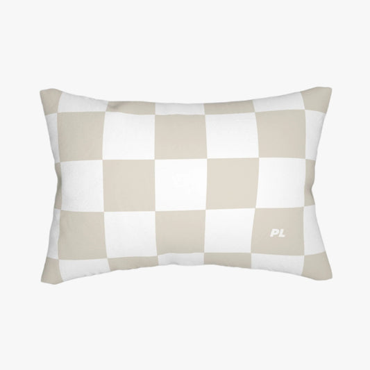 CHECKERED NEUTRAL BACKSEAT PILLOW