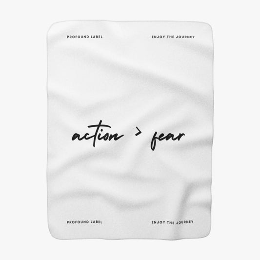 ACTION IS GREATER THAN FEAR SHERPA FLEECE THROW