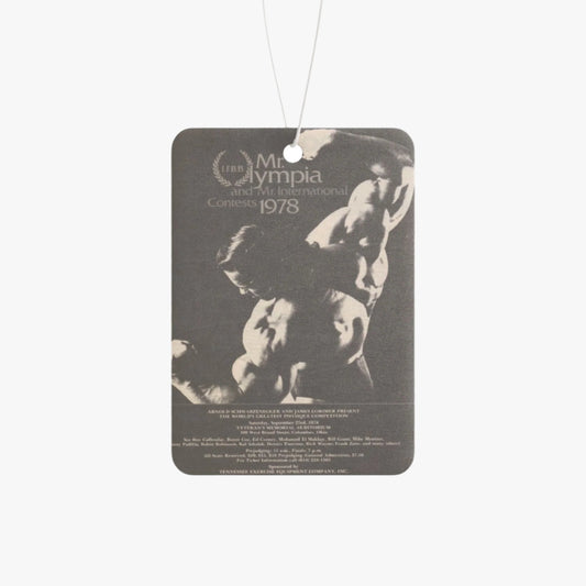MR. OLYMPIA ARNOLD AD (1978) VINTAGE CAR FRESHENER