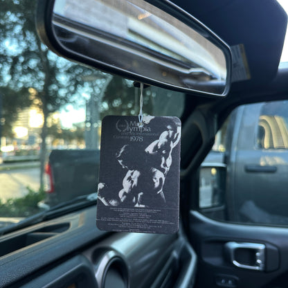 MR. OLYMPIA ARNOLD AD (1978) VINTAGE CAR FRESHENER